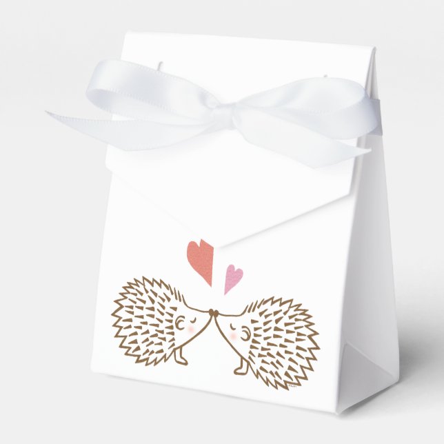 Hedgehog Wedding Favor Box Cute Hedgehogs Hearts Presentaskar (Framsidan Sidan)