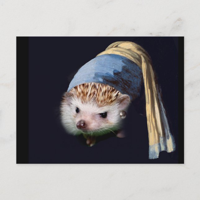 Hedgehog with a Pearl Earring Postcard Vykort (Framsida)