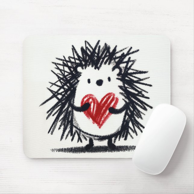 Hedgehog with Doodle Heart Musmatta (Med mus)