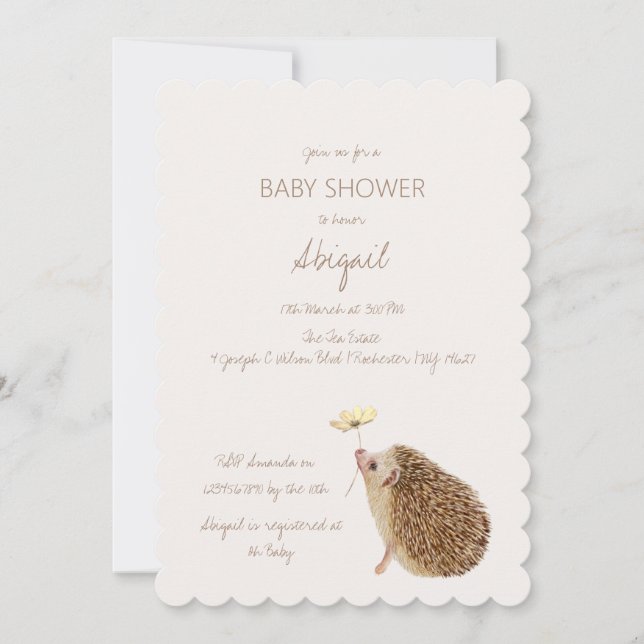 Hedgehog Woodland Forest Baby Shower Inbjudningar (Framsida)