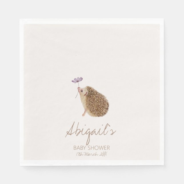 Hedgehog Woodland Forest Baby Shower Pappersservett (Framsidan)