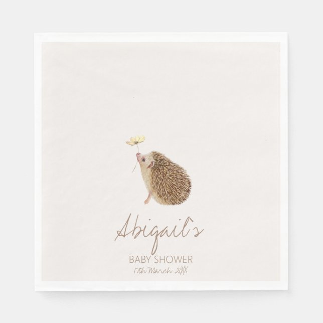 Hedgehog Woodland Forest Baby Shower Pappersservett (Framsidan)