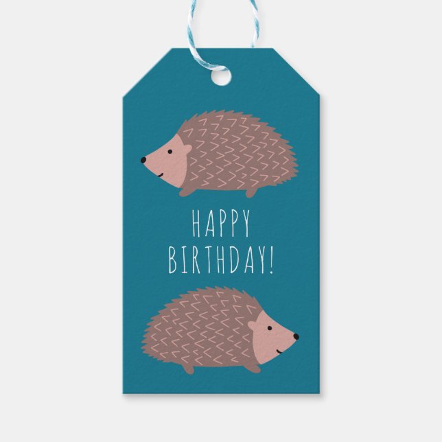 Hedgehog woodland Grattis på födelsedagen Presentetikett (Framsidan)