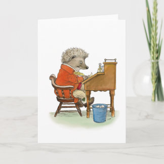 Hedgehog Writer Note Card Kort