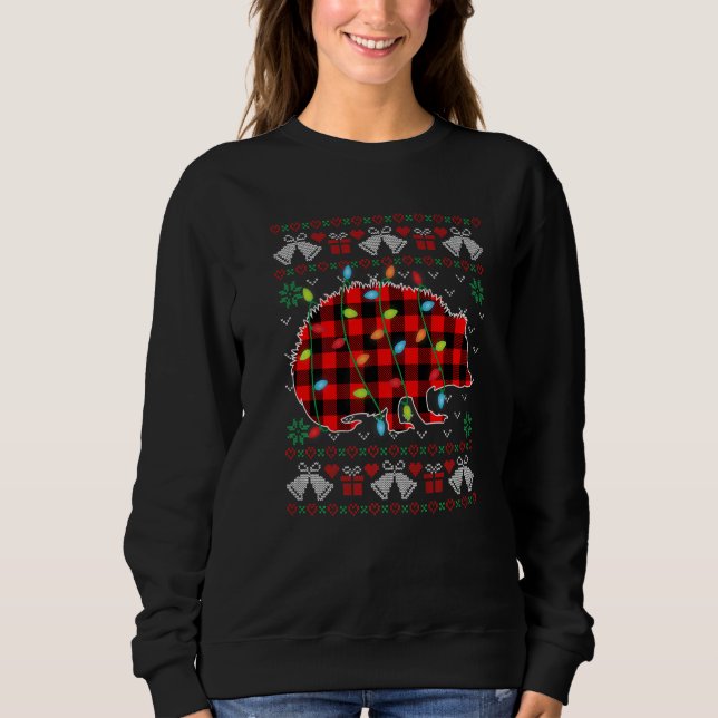 Hedgehog   Xmas Lights Ugly Christmas Sweater T Shirt (Framsida)