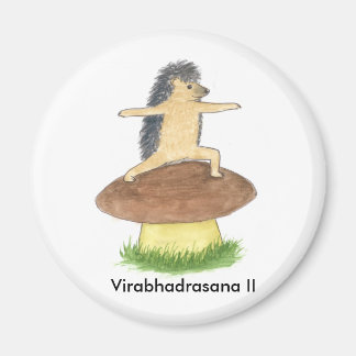 Hedgehog Yoga, Warrior II (med text) Magnet