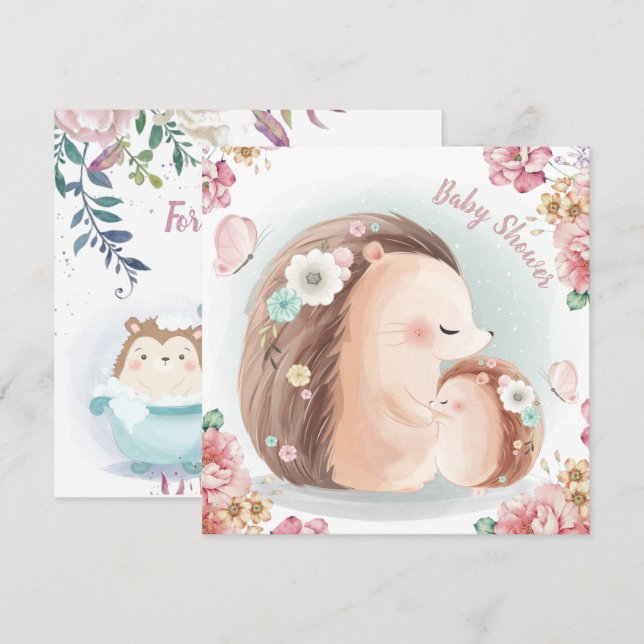 Hedgehogs Baby Shower-inbjudan Inbjudningar (Fram/baksida)