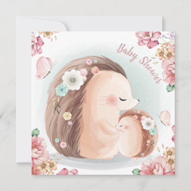 Hedgehogs Baby Shower-inbjudan Julkort (Framsida)