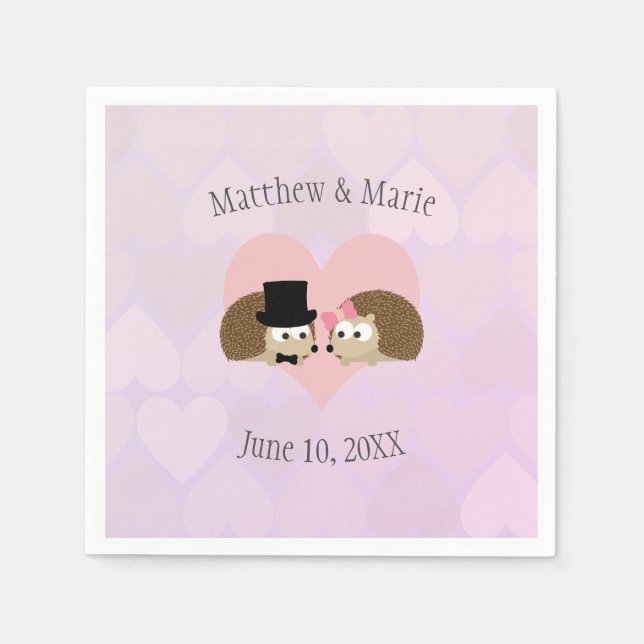 Hedgehogs i Kärlek Hedgehog Bröllop Pappersservett (Framsidan)