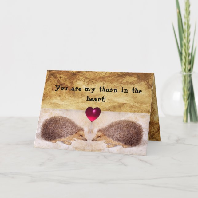 HEDGEHOGS I KÄRLEK Valentine Day Parchment Helgkort (Framsida)
