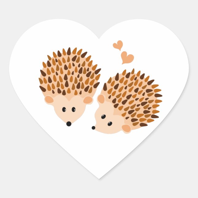 Hedgehogs illustration hjärtformat klistermärke (Framsida)