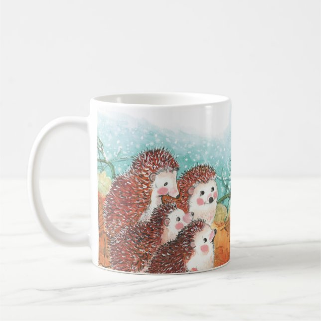 Hedgehogs Illustration Kaffemugg (Vänster)