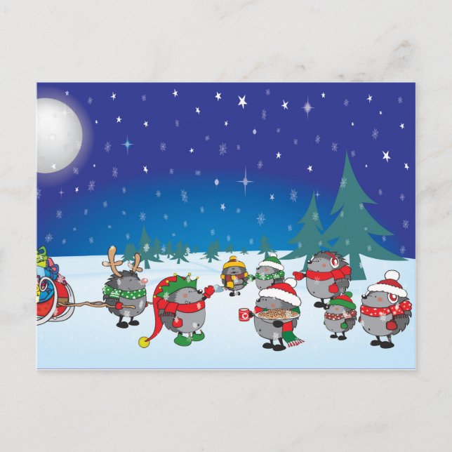 Hedgehogs julmagi helg vykort (Framsida)