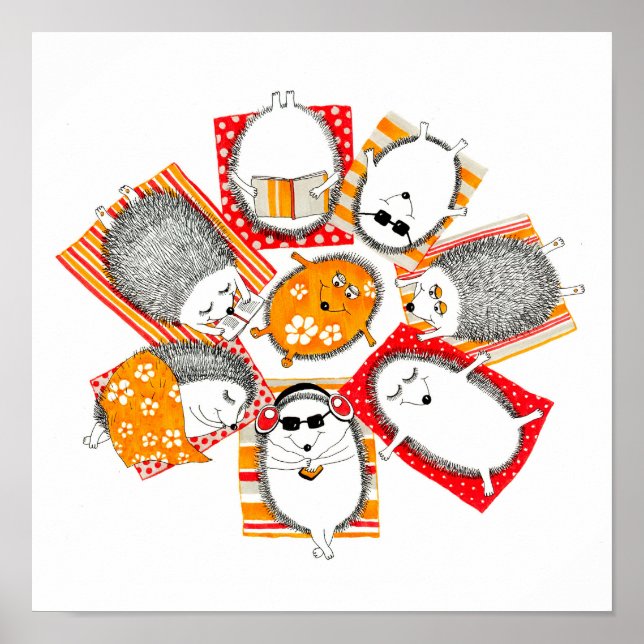 Hedgehogs på stranden poster (Framsidan)