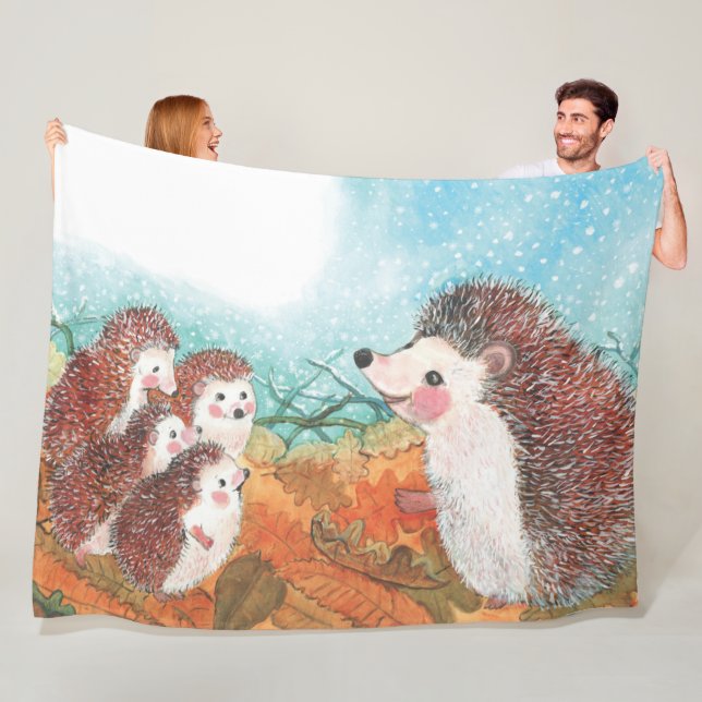 Hedgehogs pratar med varandra Illustration Fleecefilt (På plats)