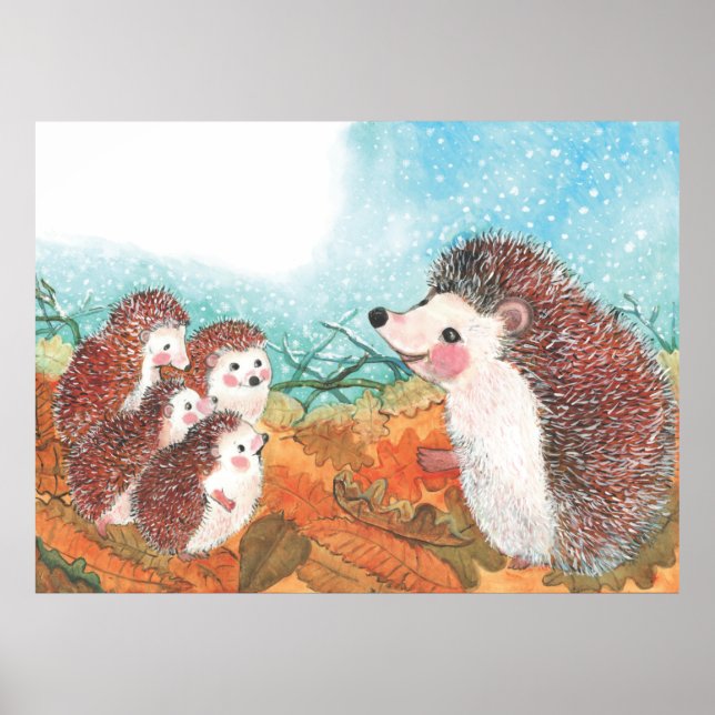 Hedgehogs pratar med varandra Illustration Poster (Framsidan)