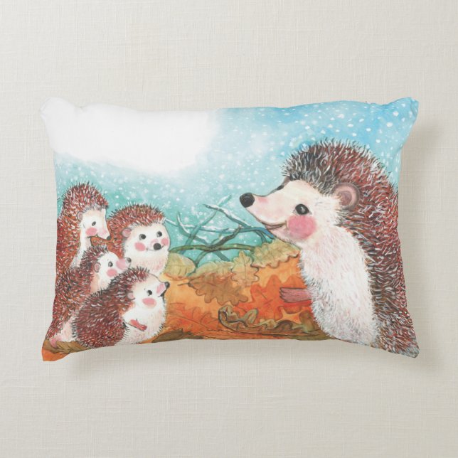 Hedgehogs pratar med varandra Illustration Prydnadskudde (Framsidan)