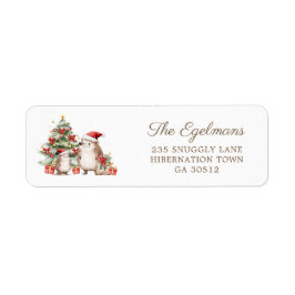 Hedgehogs Santa Hat Christmas Return Address Label Returadress Etikett