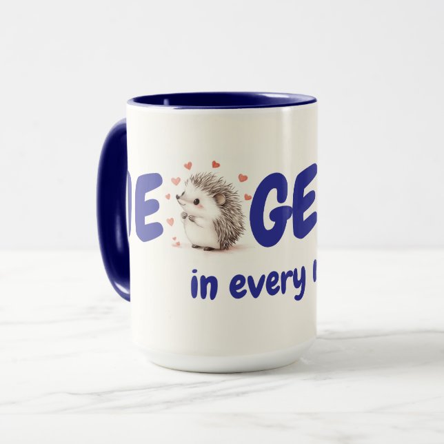 Hedgehugs! 15oz, Cute Anpassningsbar Hedgehog Coff Mugg (Framsida vänster)