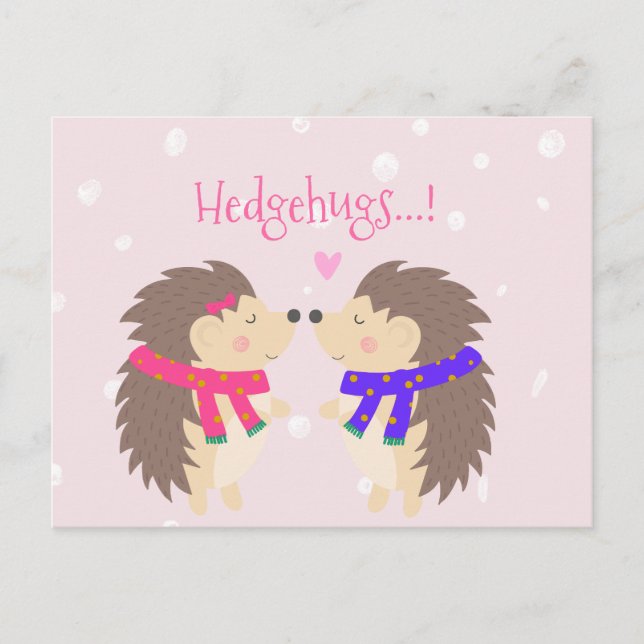 Hedgehugs! Cute Hedgehog-jul Helg Vykort (Framsida)