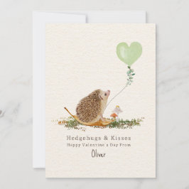 Hedgehugs Kisses Grönt Photo Hedgehog Valentine Kort