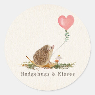 Hedgehugs & Kisses Hedgehog Rosa Balloon Valentine Runt Klistermärke