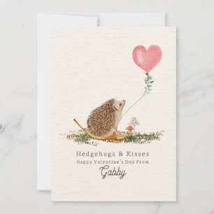 Hedgehugs Kisses Rosa Photo Hedgehog Valentine Kort