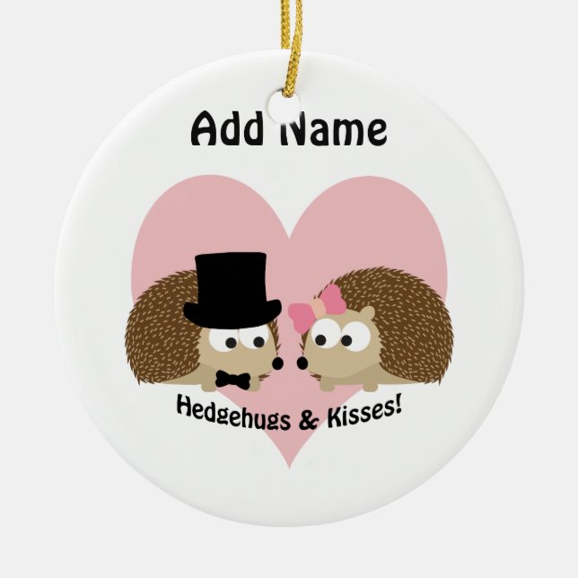 Hedgehugs och Kisses Hedgehog Couple Julgransprydnad Keramik (Framsidan)