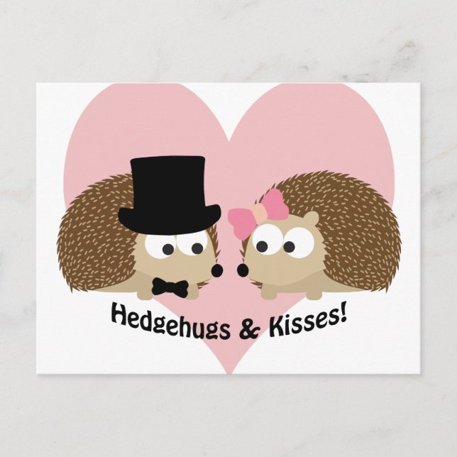Hedgehugs och Kisses Hedgehog Couple Vykort (Framsida)