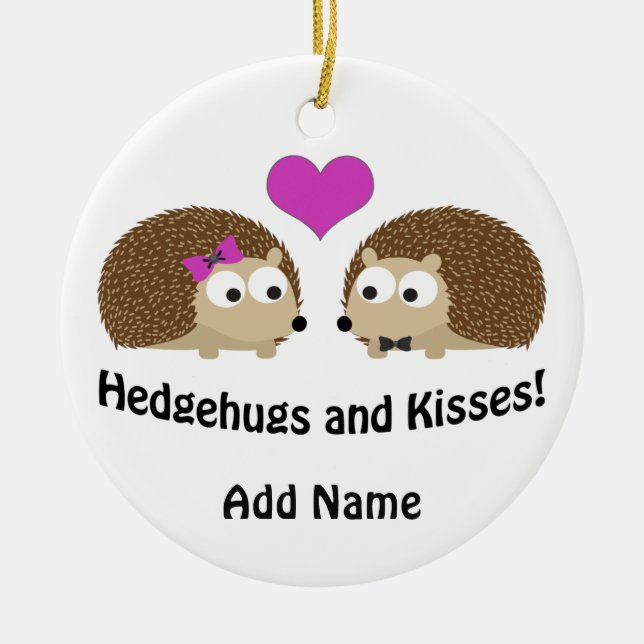Hedgehugs och Kisses Hedgehog Kärlek Julgransprydnad Keramik (Framsidan)