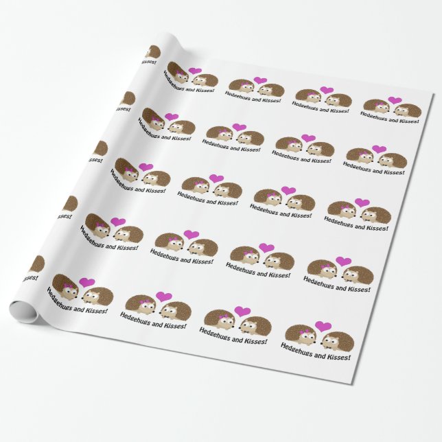 Hedgehugs och Kisses Hedgehog Kärlek Presentpapper (Utrullad)