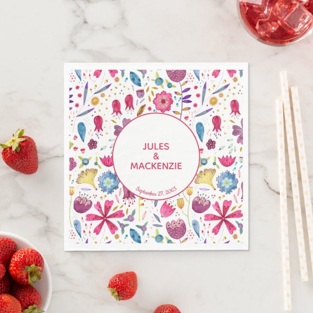 Hedgerow Vild Flowers Watercolor Pappersservett (Insitu)