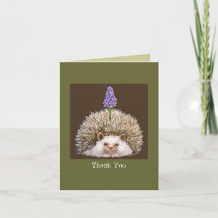 hedghog med druvhyacint Tack du notecard Kort