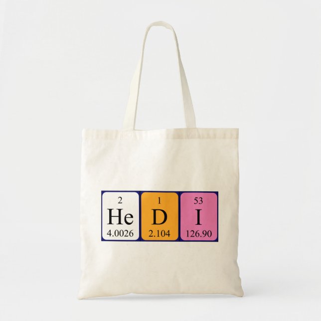 Hedi periodisk bord namn tote bag tygkasse (Framsidan)
