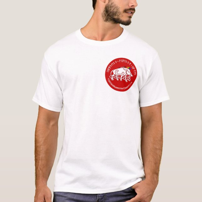 Hedningar Mot Hat Regnbågslogotyp T Shirt (Framsida)