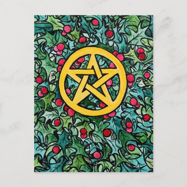 Hednisk Jul Pentagram Vykort (Framsida)
