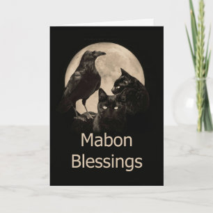Hednisk Wicca Mabon-segnelser med Raven och katter Kort