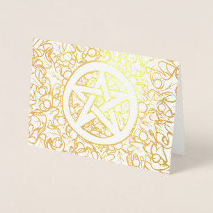 Hedniskt julpentagram folierat kort