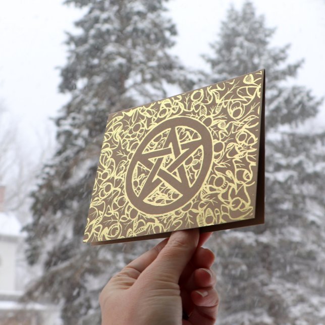 Hedniskt julpentagram folierat kort (Skapare uppladdad)