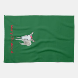 Hedra åsnan med en röd pilbåge kökshandduk