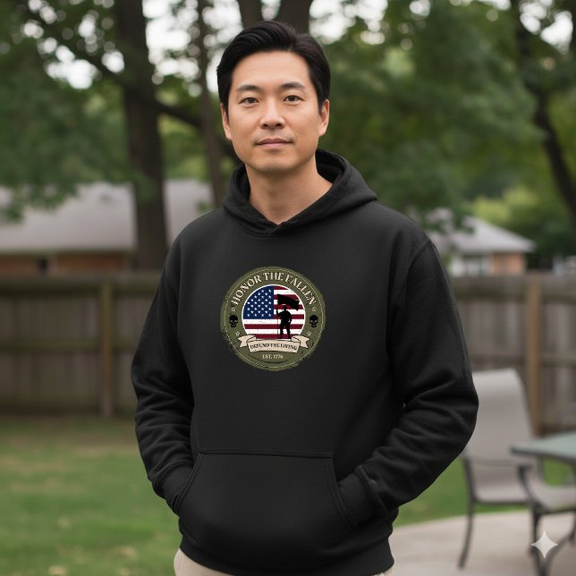 Hedra De Fallna Försvara De Levande 250:e USA Hoodie (Premium 250th Anniversary Hoodie: A bold tribute to American bravery and lasting freedom.)