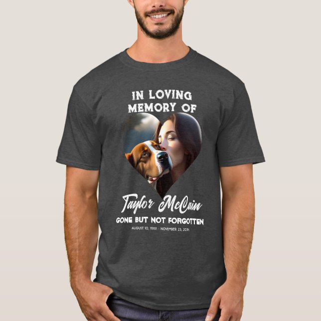 Hedra deras minne: Anpassad hjärta Foto Minnesmärk T Shirt (Framsida)