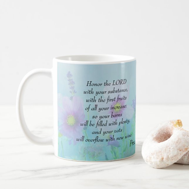 Hedra Herren, Ordspråksboken 3:9,10 Kaffemugg (Med munk)