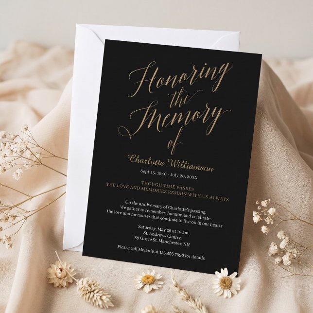 Hedra minnet av dödsdag inbjudningar (Honoring the Memory of Memorial Death Anniversary Invitation)