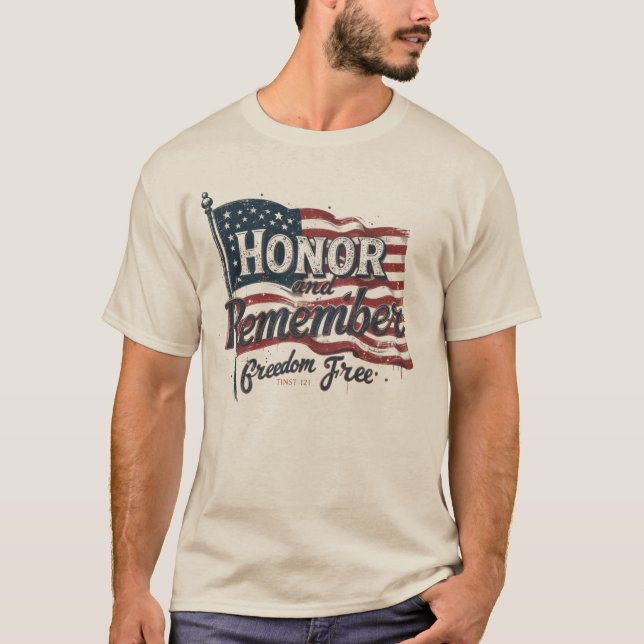 🇺 hedra och minnas - fet minnesdag t shirt (Framsida)