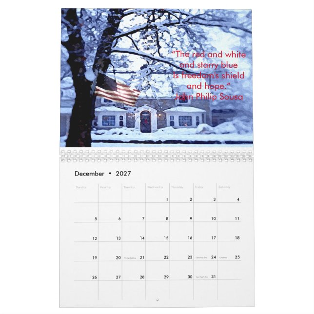 Hedra vår kalender för amerikanska flaggan 2018 (Dec 2027)
