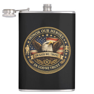Hedra Våra Hjältar Militär Mynt Patriotisk Flask Fickplunta