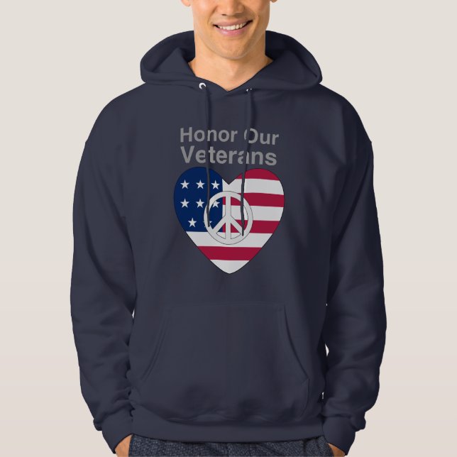 Hedra våra veteraner Cute T-Shirt med ett fredstec Hoodie (Framsida)