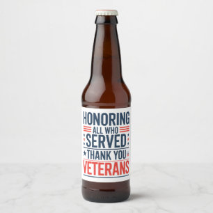 Hedrar alla som har tjänstgjort Tack Veteranernas  Ölflaska Etikett