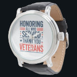 Hedrar alla som tjänstgjort Tack Veteranernas dag  Armbandsur<br><div class="desc">Hedrar alla som tjänstgjort Tack Veteranernas dag Amerikansk flagga</div>